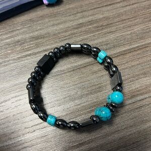 Turquoise and Black Beaded Bracelet